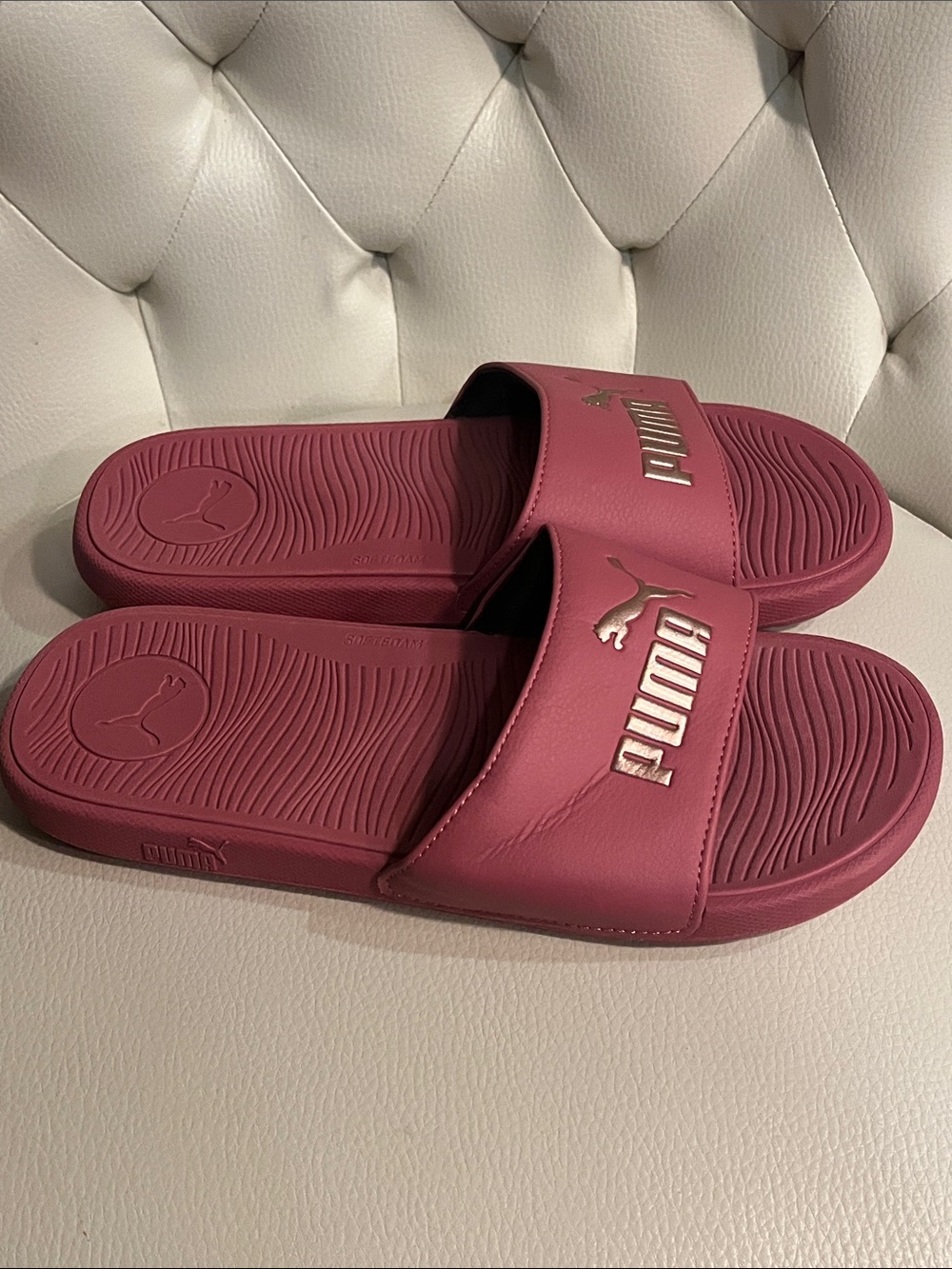 Puma Women's Rose Gold Logo Slide Sandals - Picture 5 of 10
